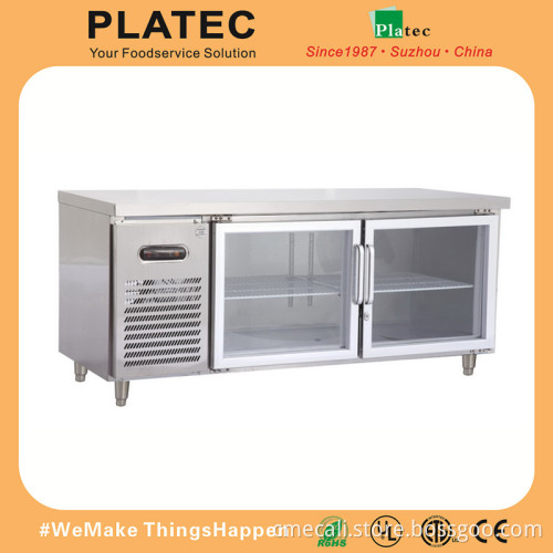 2 Glass Door Freezer Work Bench/Meat Chiller